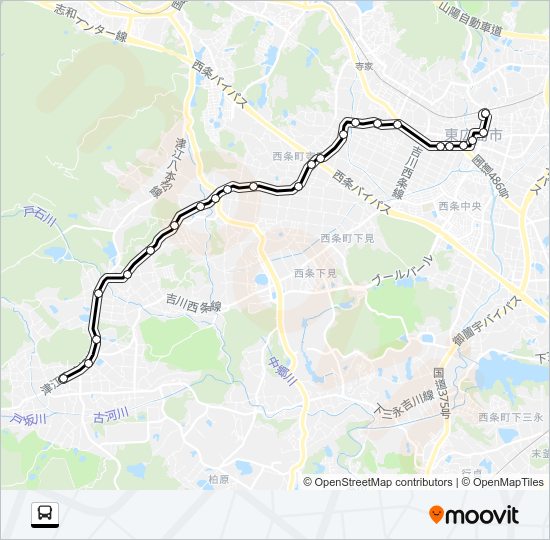 西条～吉川線 Bus Line Map