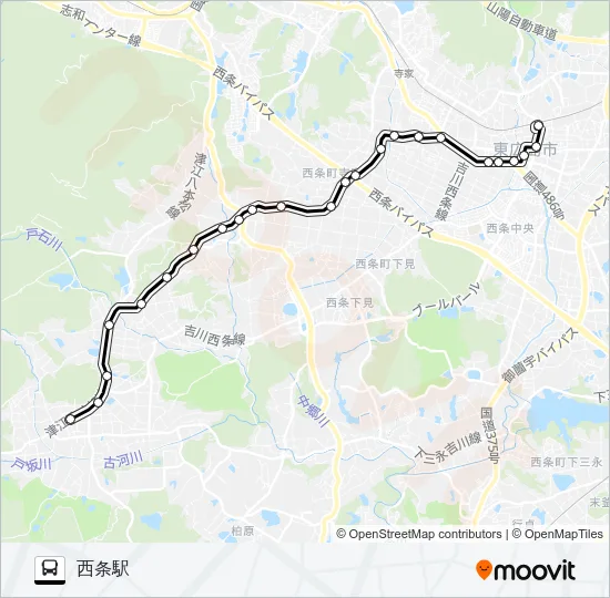 西条～吉川線 Bus Line Map