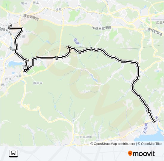 西条～竹原線 Bus Line Map