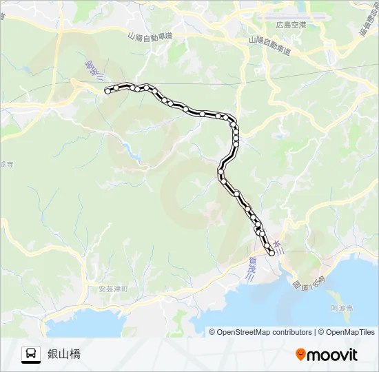 西条～竹原線 Bus Line Map