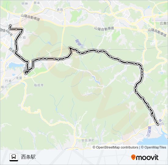 西条～竹原線 バスの路線図