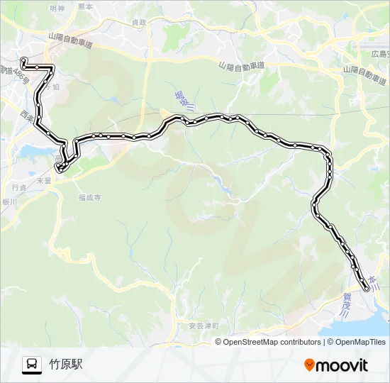 西条～竹原線 Bus Line Map