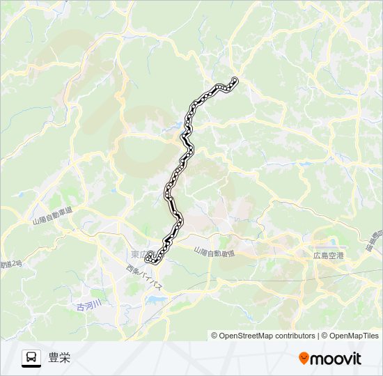 豊栄～西条線 バスの路線図