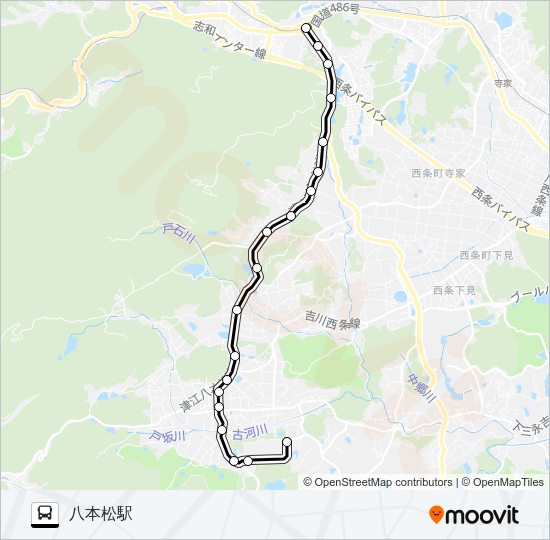 八本松～吉川線 Bus Line Map
