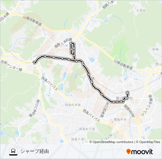 西条～八本松線 Bus Line Map