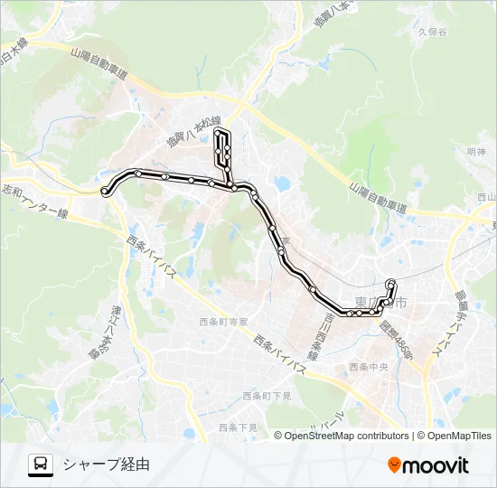 西条～八本松線 Bus Line Map