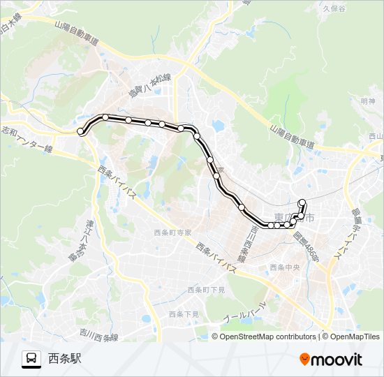 西条～八本松線 Bus Line Map