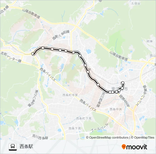 西条～八本松線 Bus Line Map