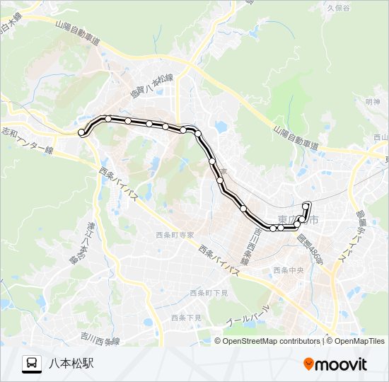 西条～八本松線 Bus Line Map