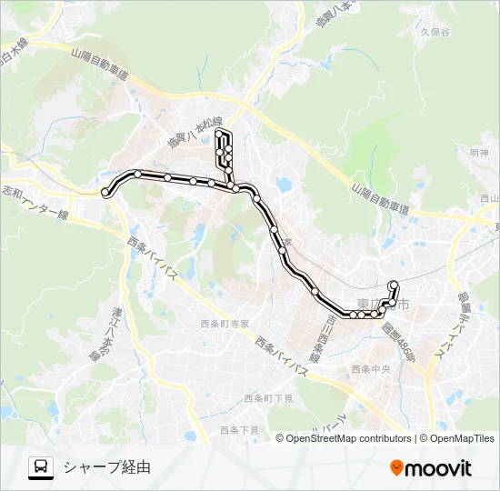 西条～八本松線 バスの路線図