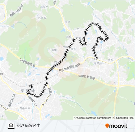 高美が丘～西条線 Bus Line Map