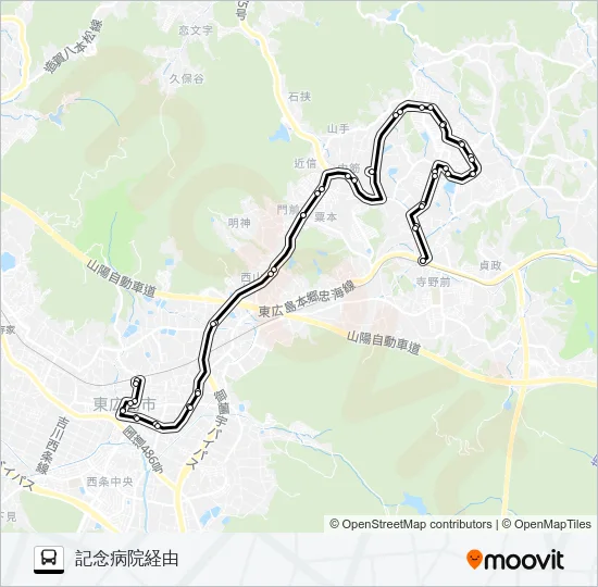 高美が丘～西条線 Bus Line Map