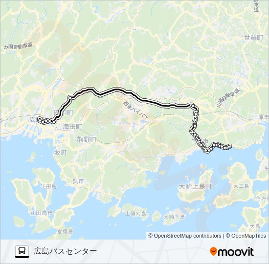 高速：かぐや姫号 バスの路線図
