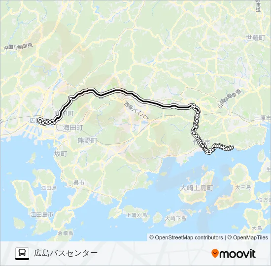 高速：かぐや姫号 バスの路線図