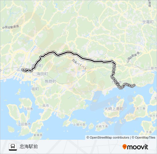 高速：かぐや姫号 バスの路線図