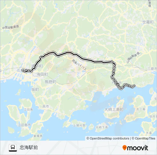 高速：かぐや姫号 バスの路線図