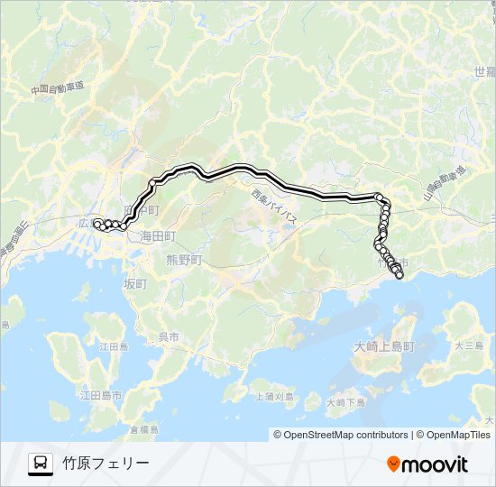 高速：かぐや姫号 バスの路線図