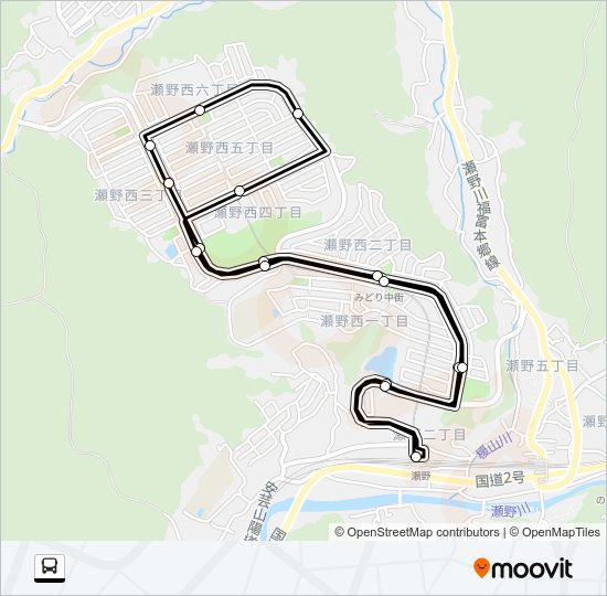 みどり坂タウンバス Bus Line Map