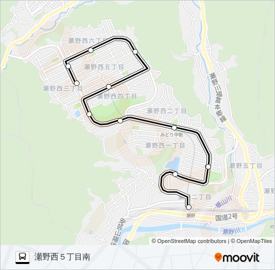 みどり坂タウンバス Bus Line Map