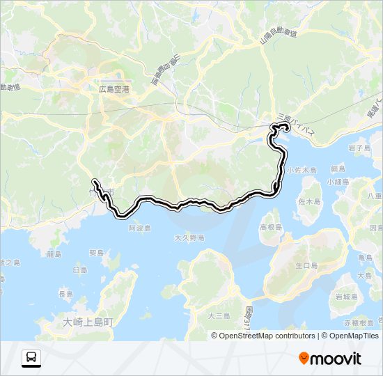 三原～幸崎・竹原線 Bus Line Map