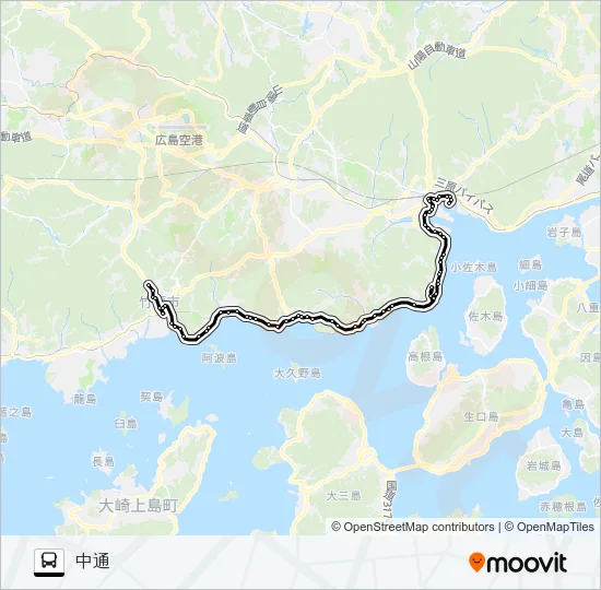 三原～幸崎・竹原線 Bus Line Map