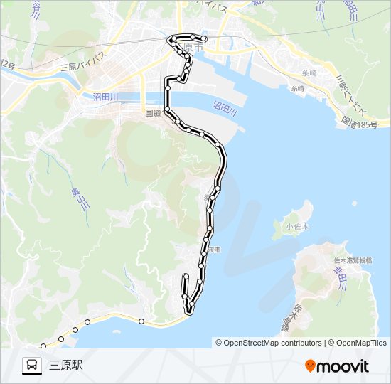 三原～幸崎・竹原線 Bus Line Map