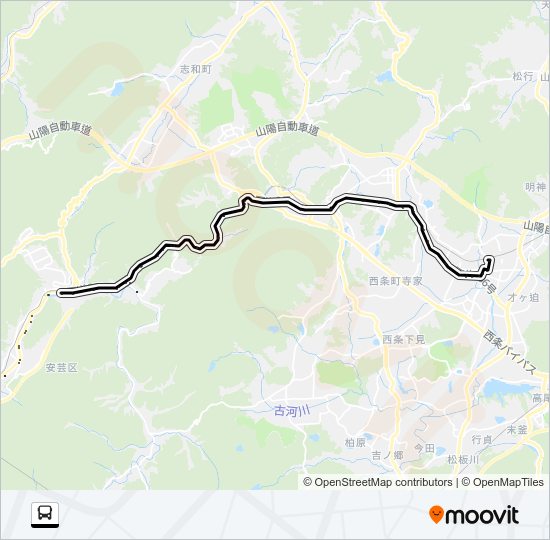 広島～瀬野・西条線 Bus Line Map