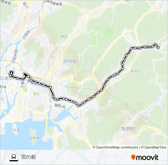 広島～瀬野・西条線 Bus Line Map