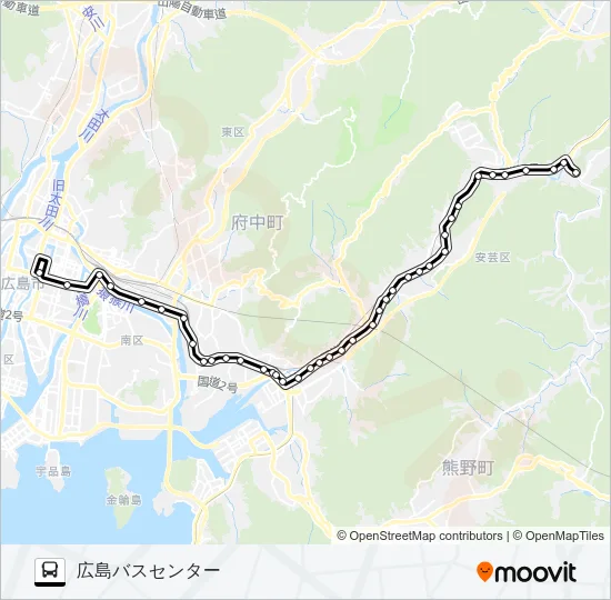 広島～瀬野・西条線 Bus Line Map