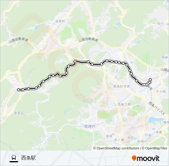 広島～瀬野・西条線 バスの路線図
