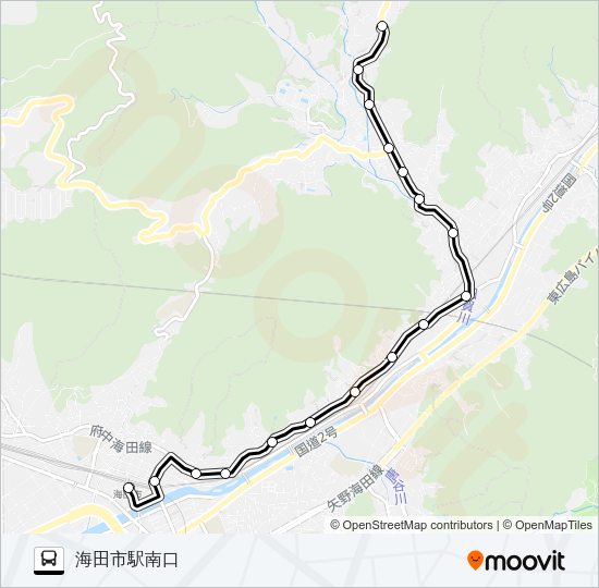 畑賀線（旧道経由） バスの路線図