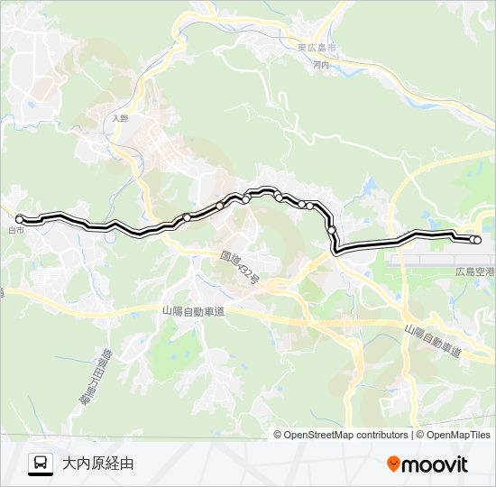 白市駅～広島空港線 Bus Line Map