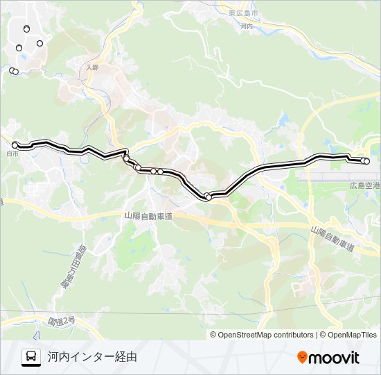 白市駅～広島空港線 Bus Line Map