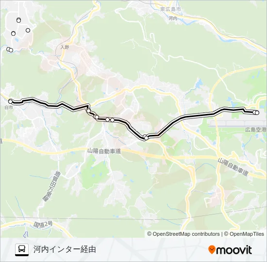 白市駅～広島空港線 バスの路線図