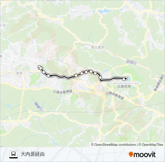 白市駅～広島空港線 バスの路線図