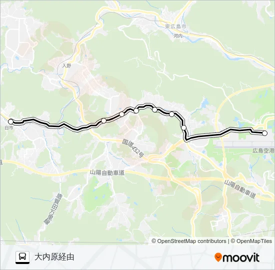 白市駅～広島空港線 Bus Line Map