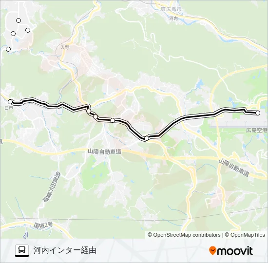 白市駅～広島空港線 バスの路線図