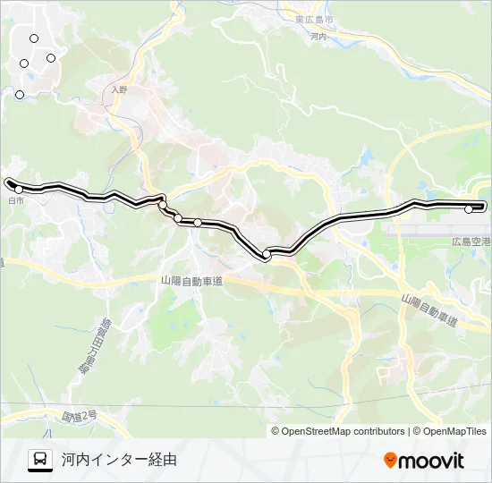 白市駅～広島空港線 バスの路線図