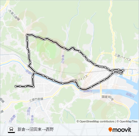 三原～本郷線（循環） Bus Line Map