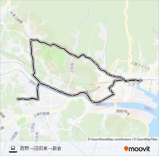 三原～本郷線（循環） Bus Line Map