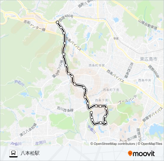 八本松駅～広島大学線 Bus Line Map
