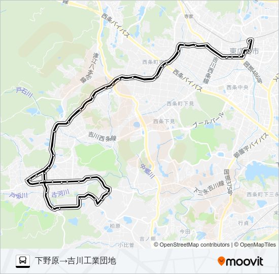 西条～吉川線（循環） Bus Line Map
