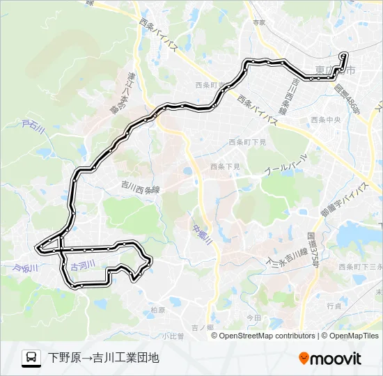 西条～吉川線（循環） バスの路線図