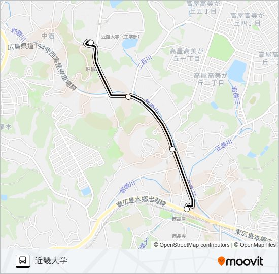 西高屋駅～近畿大学線 Bus Line Map