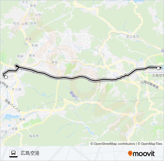 西条エアポートリムジン バスの路線図
