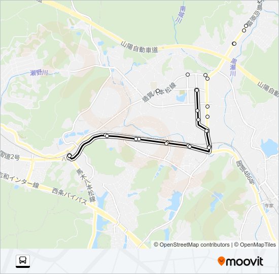 八本松駅～シャープ・篠線 Bus Line Map