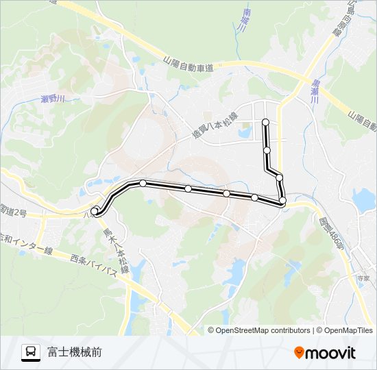 八本松駅～シャープ・篠線 Bus Line Map