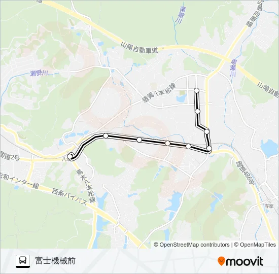 八本松駅～シャープ・篠線 Bus Line Map