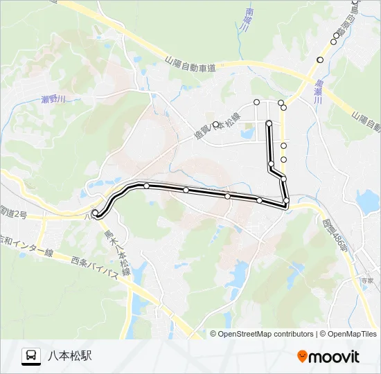八本松駅～シャープ・篠線 Bus Line Map