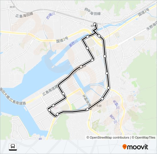 安芸南線（海田新開経由） Bus Line Map
